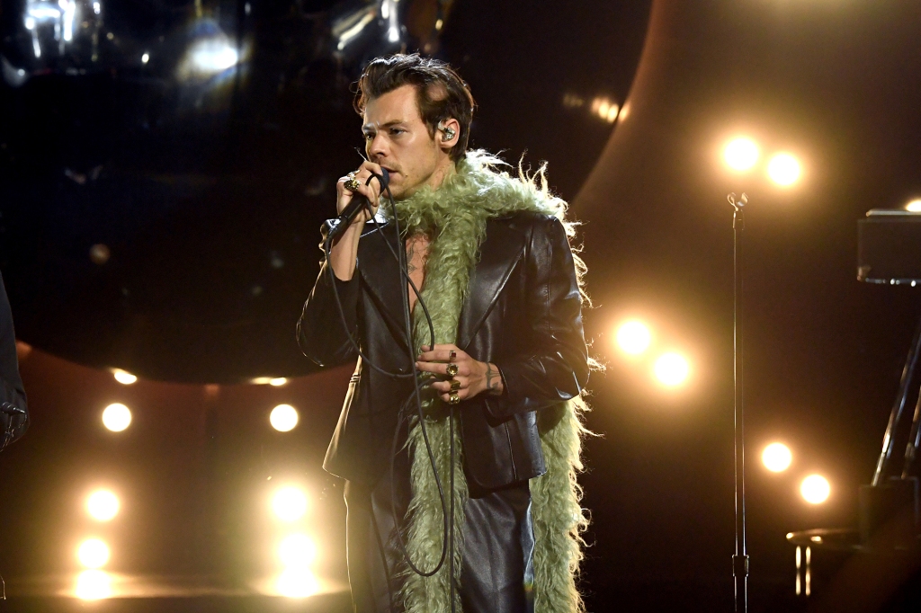 Harry Styes performing at the 2021 Grammys