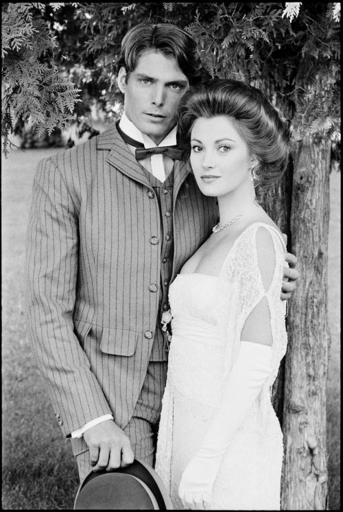 Christopher Reeve and Jane Seymour on the set of 