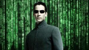 Keanu Reeves as Neo in the original Matrix film.