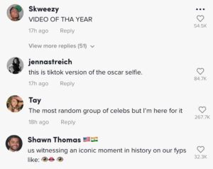 Comments on a TikTok by Lil Nas X