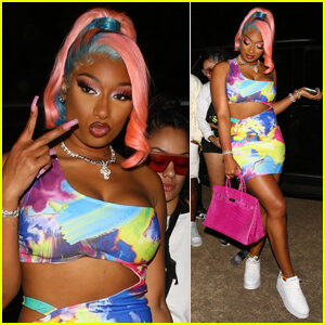 Meghan Thee Stallion Sports Colorful Outfit for Night Out at Coachella 2022