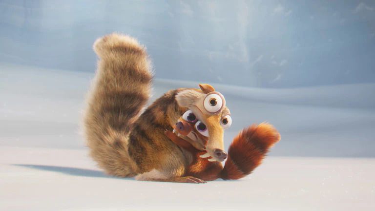 scrat cuddling a smaller squirrel thing 