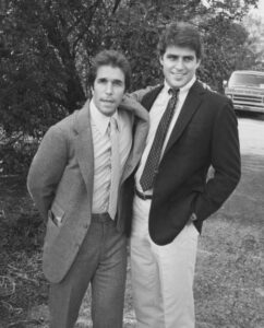 Henry Winkler and Ted McGinley at Donny Most and Morgan Hart's wedding reception in 1982