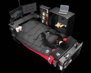 This motorized gaming bed lets you rest your gamer head