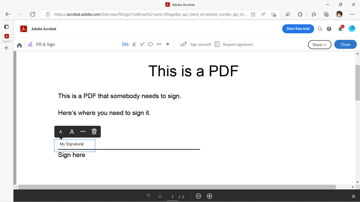 Adobe’s online signature tool