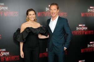 Elizabeth Olsen and Benedict Cumberbatch attend Marvel's "Doctor Strange in the Multiverse of Madness" New York screening in May.