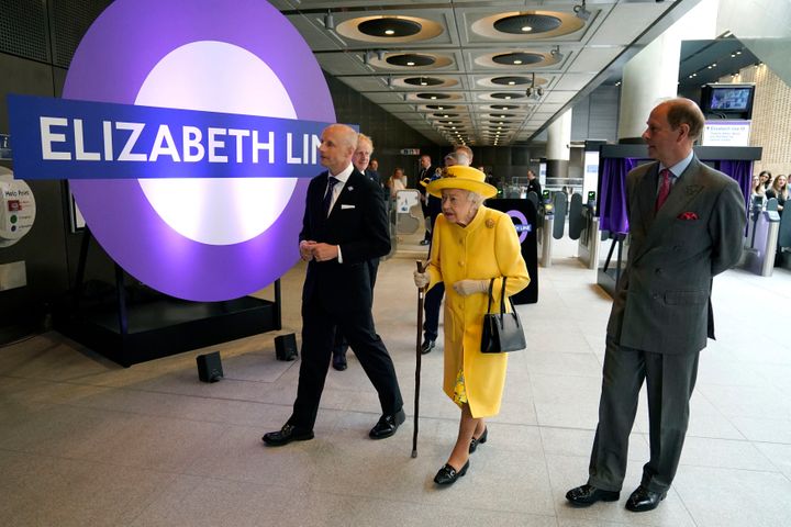 Queen Elizabeth and Prince Edward visit Paddington Station in London on May 17 to mark the completion of London's Crossrail project, ahead of the opening of the new "Elizabeth Line" rail service next week.