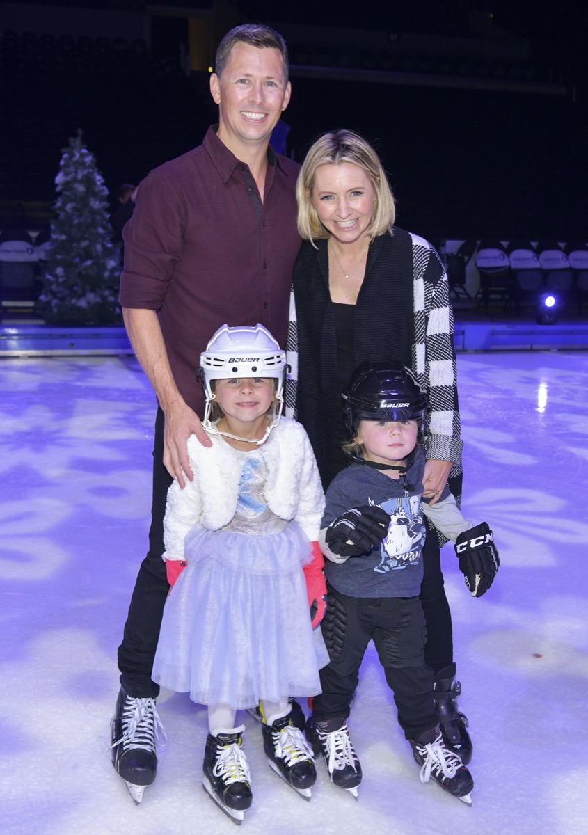 Michael Cameron and Beverley Mitchell with children Kenzie and Hutton in 2019