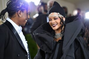 NEW YORK, NEW YORK - SEPTEMBER 13: ASAP Rocky and  Rihanna attend The 2021 Met Gala Celebrating In America: A Lexicon Of Fashion at Metropolitan Museum of Art on September 13, 2021 in New York City. (Photo by Jeff Kravitz/FilmMagic)