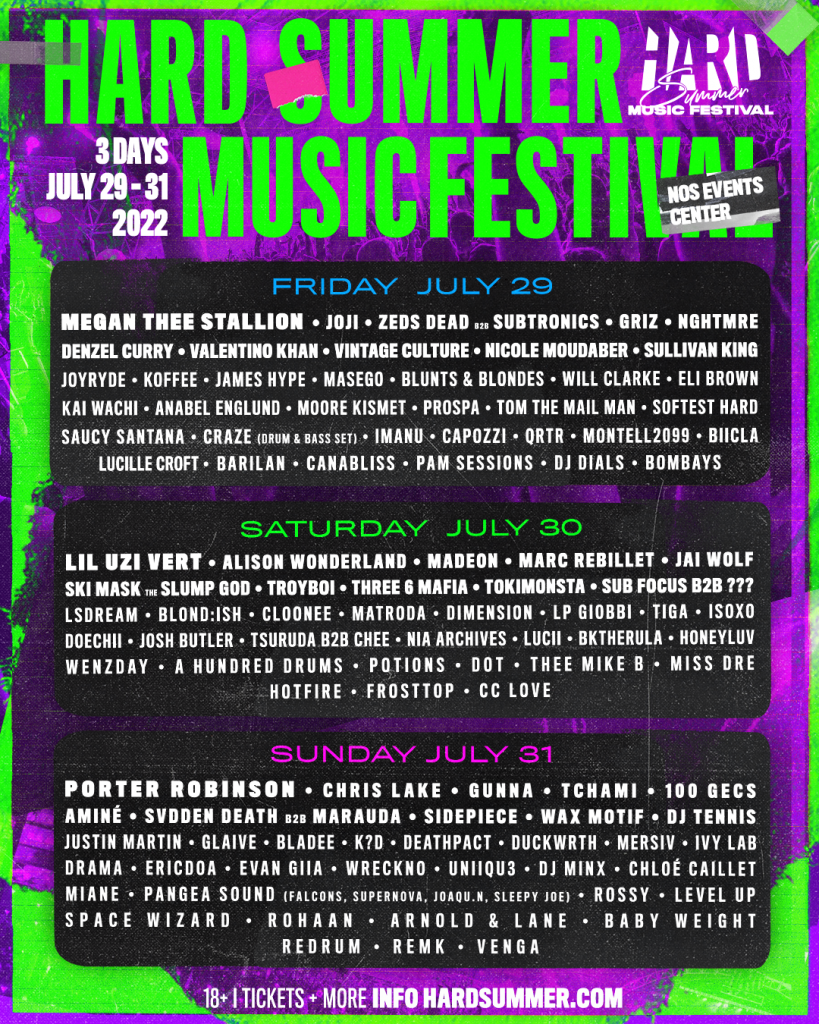 hard summer three day festival lineup