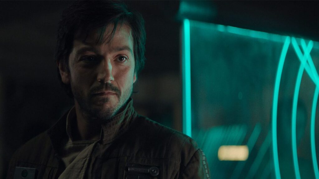 Cassian Andor (Diego Luna) stands in front of a radar screen in Star Wars: Rogue One