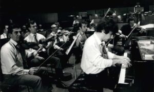 Lupu rehearsing with the Royal Philhamonic Orchestra for a concert at the Royal Festival Hall, London, in 1970.