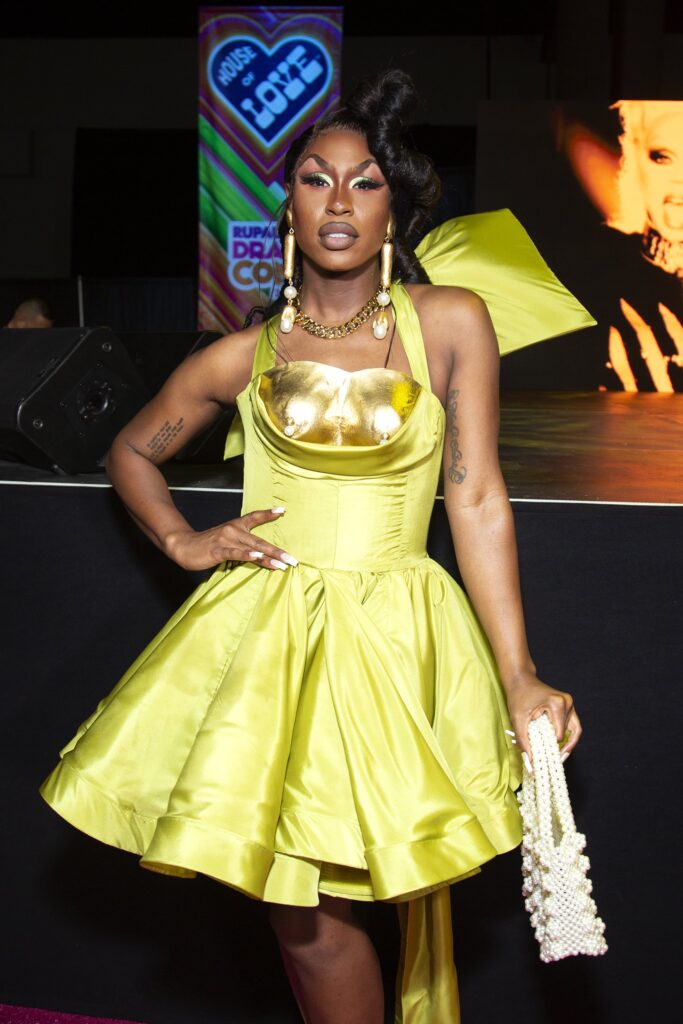 LOS ANGELES, CALIFORNIA - MAY 13: Shea Couleé attends the pink ribbon cutting during RuPaul's Los Angeles DragCon at Los Angeles Convention Center on May 13, 2022 in Los Angeles, California. (Photo by Santiago Felipe/FilmMagic)