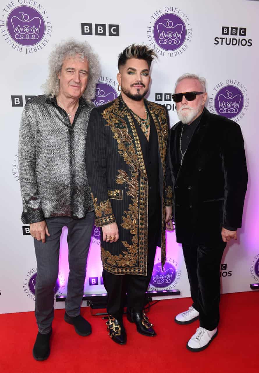 Brian May, Adam Lambert and Roger Taylor of Queen.