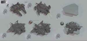 Concept art for Frost Giant's Stormgate featuring spaceship designs
