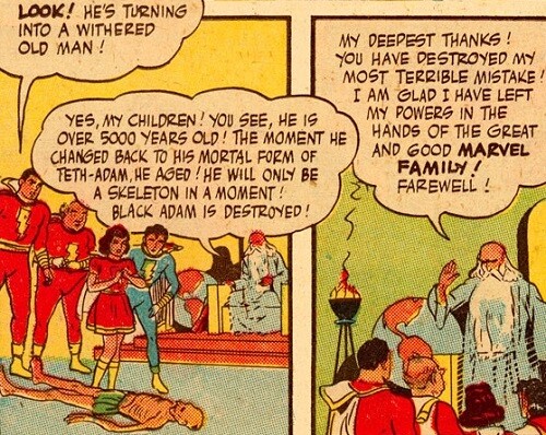 Comic book panel showing DC's Marvel Family.