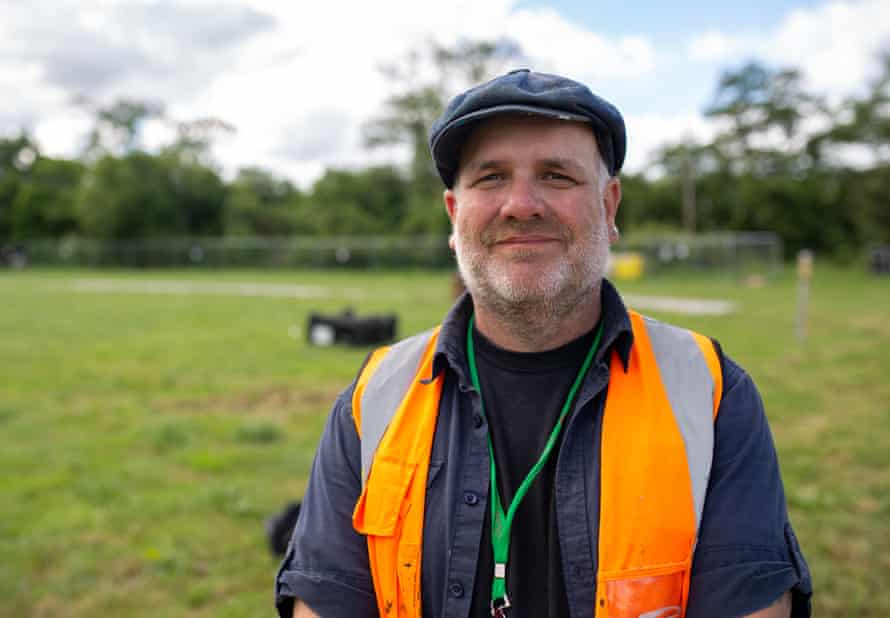 Jon Ward, leader of a team of volunteer bin painters, says returning to the Glastonbury festival site after recent years was hugely emotional