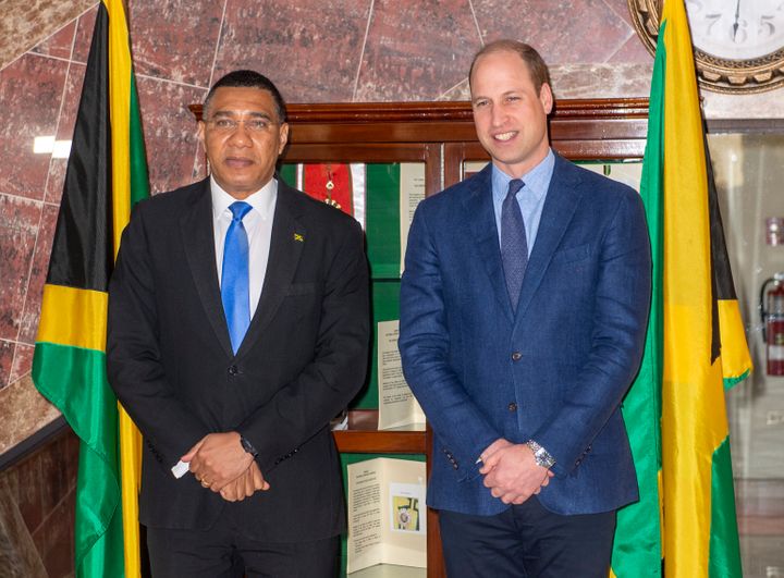 William visits the Prime Minister of Jamaica, Andrew Holness, at his office on March 23 in Kingston, Jamaica. 