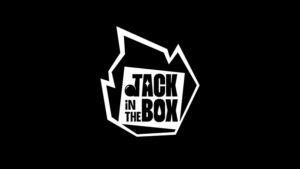 A black-and-white illustration of a geometric flame surrounding the words "Jack in the Box"