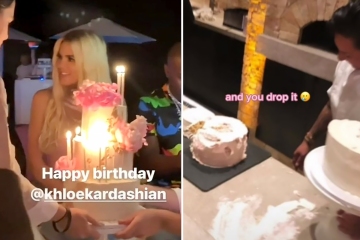 Khloe's personal chef DROPS her birthday cake in 'embarrassing' old video