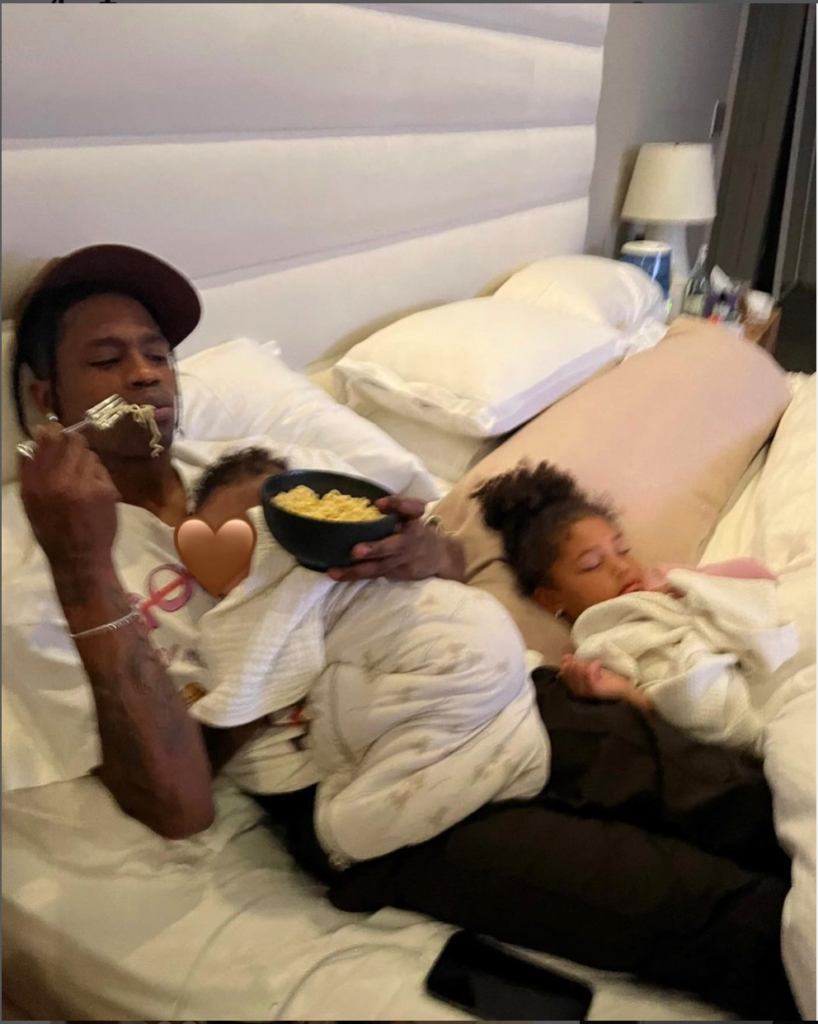 Travis Scott with his two kids