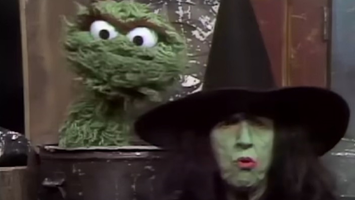 Margaret Hamilton reprising her role as the Wicked Witch on a long lost episode of Sesame Street.