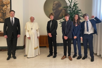 Elon Musk shares picture with four of his children as family meet the Pope