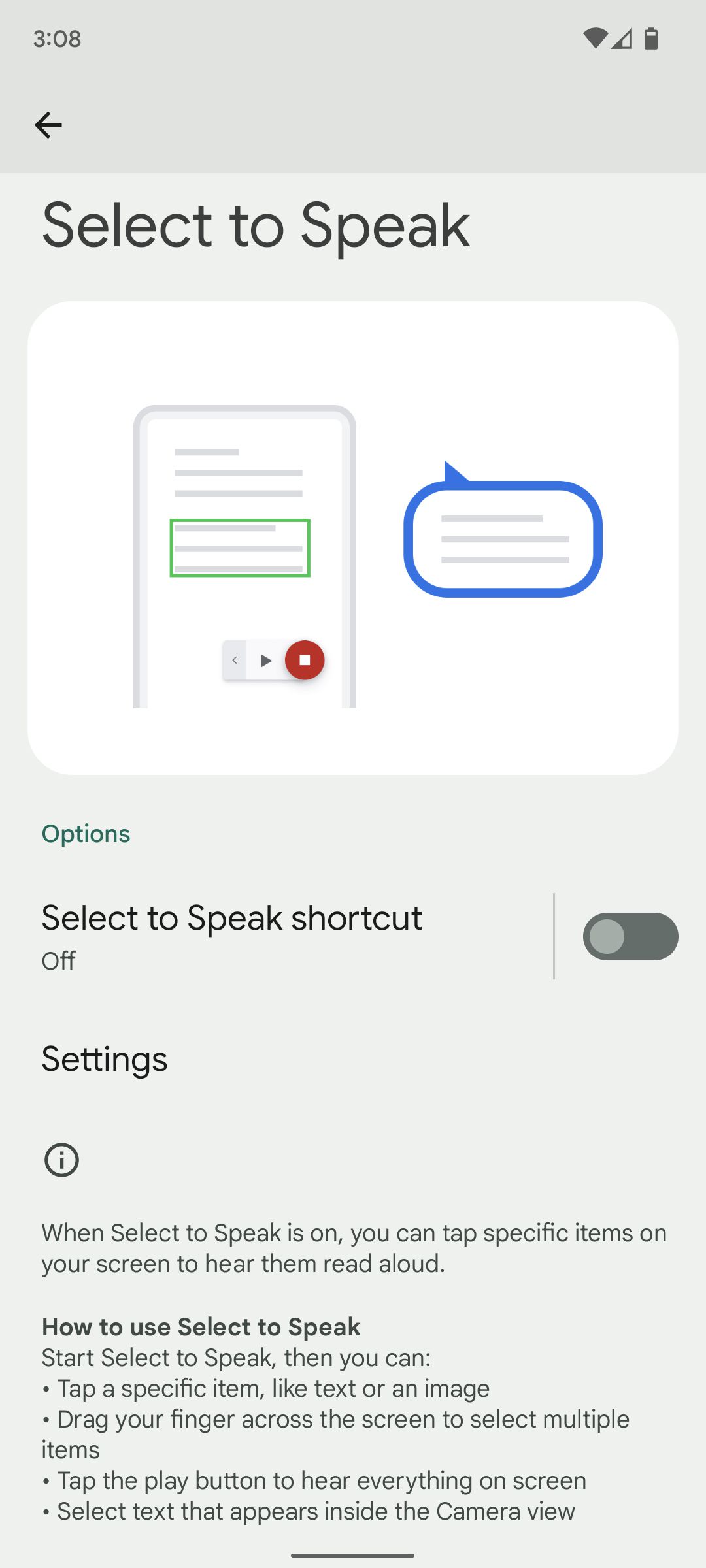 Select to Speak page