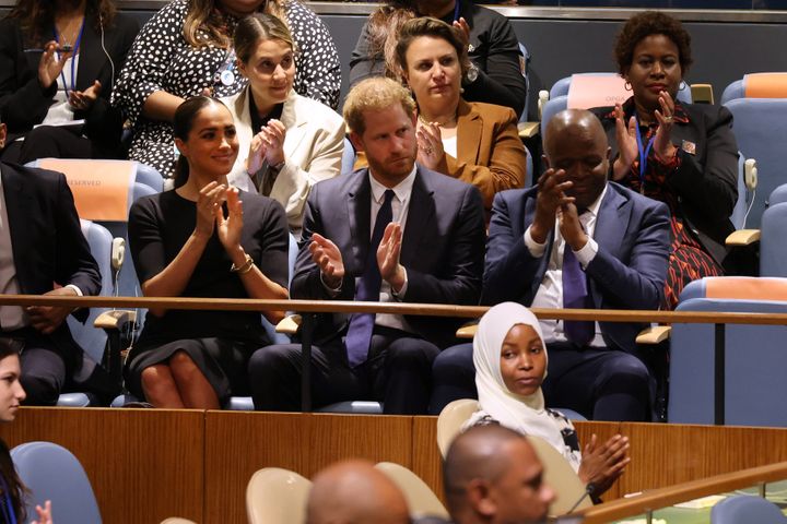 The Sussexes pictured before Harry addressed the United Nations General Assembly.