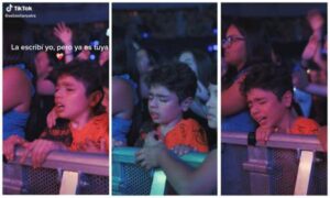 An inconsolable child cries his heart out during Sebastián Yatra’s concert