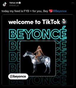 TikTok welcomes Beyonce