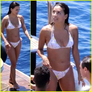Eva Longoria Sports a White Bikini During a Yacht Day in Capri
