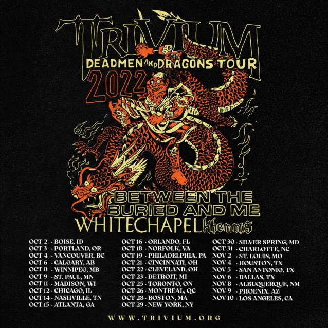 TRIVIUM Announces Fall 2022 North American Tour With BETWEEN THE BURIED AND ME And WHITECHAPEL