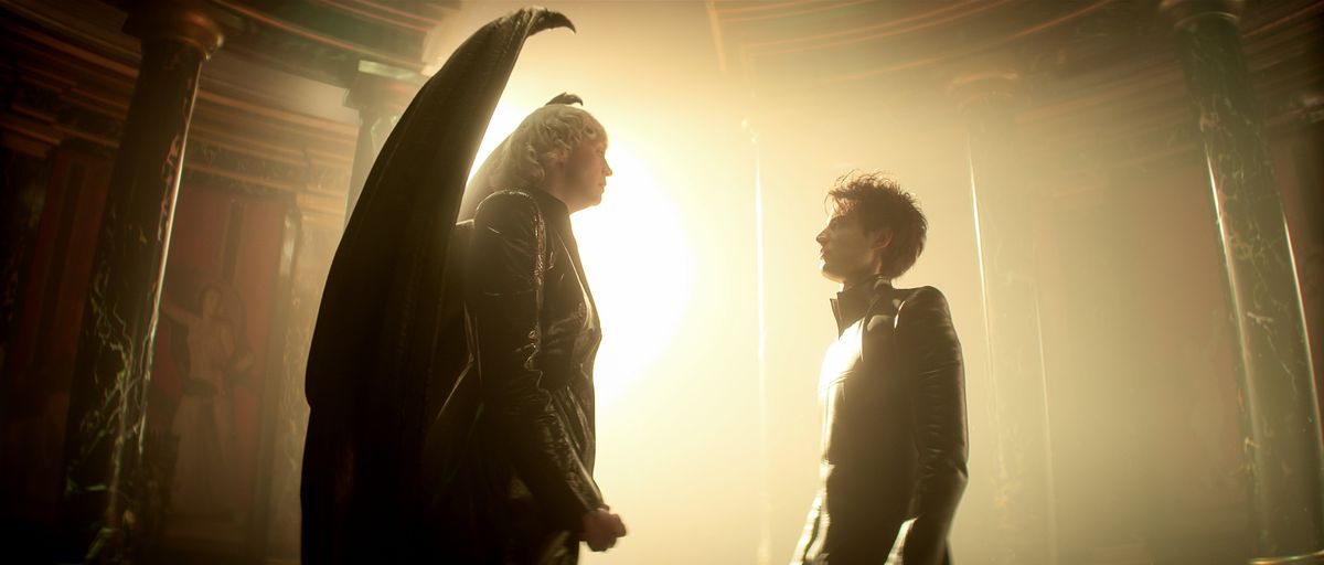 Image: Gwendoline Christie as Lucifer Morningstar and Tom Sturridge as Dream in Netflix’s The Sandman
