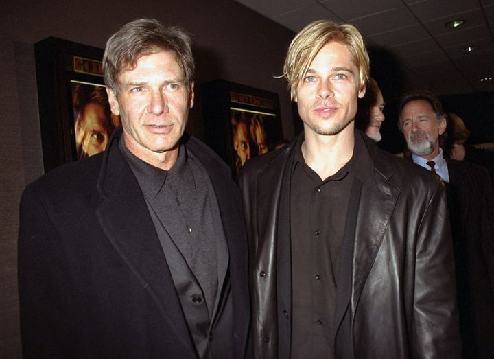 Harrison Ford and Brad Pitt attend the premiere of "The Devil's Own." 