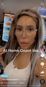 Farrah showed off her massive lips at Home Depot