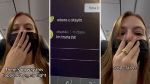 TikToker mortified after stranger hits on her with ‘creepy’ in-flight DMs