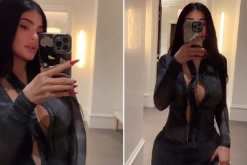 Kylie Jenner almost suffers two major wardrobe malfunctions in plunging dress
