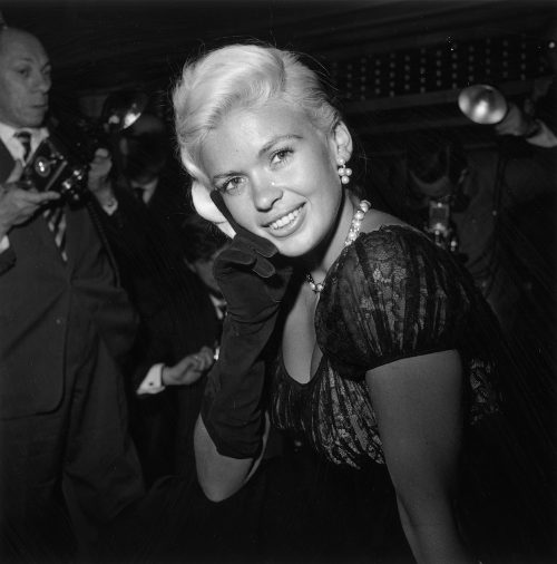 Jayne Mansfield at a press reception for 