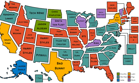 Top Music Artists and Bands By State