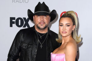 Jason Aldean and Brittany Kerr at the 2022 iHeartRadio Music Awards on March 22, 2022, in Los Angeles, California