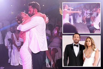 Loved-up J-Lo & Ben Affleck hug after she serenaded him at wedding