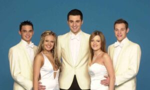 The Pop Idol 2002 finalists: left to right Gareth Gates, Zoe Birkett, Darius Danesh, Hayley Evetts and Will Young.