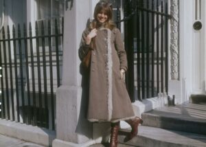 Olivia Newton-John on London stoop circa 1970