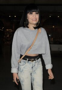 Jessie J arrives back into England on a Eurostar train from France, having performed in Paris earlier in the evening.