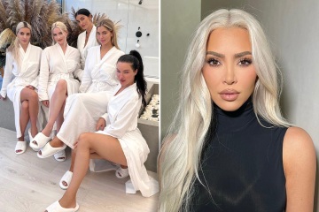 Kardashian fans spot bizarre detail in pic of Kim with friends in bathrobes