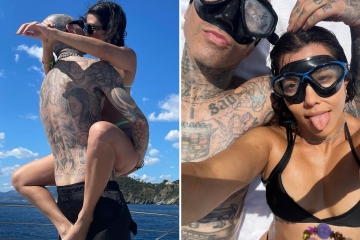 Kourtney drops major clue she's pregnant as she kisses Travis in sexy pic
