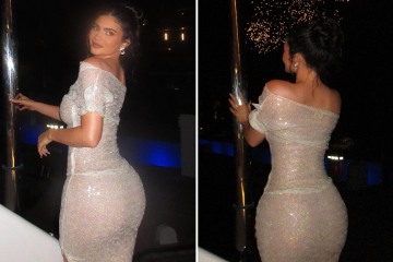 Kylie shows off her post-baby curves in skintight dress for birthday party