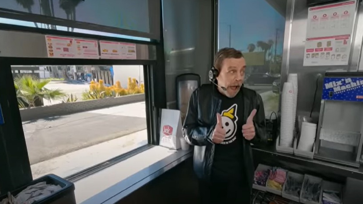Mark Hamill working the drive-thru window for new Jack in the Box ad.