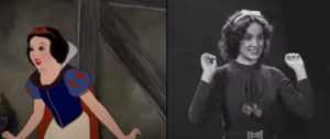 Snow White animated character and Adriana Caselotti circa 1935